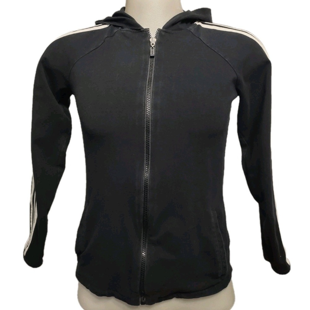 NY JEANS Full Zip Jacket Hoodie Women's Size S Black White Stretch New York & Co